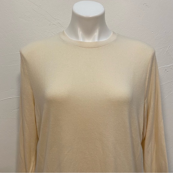 VINCE NEUTRAL CHAMPAGNE THREE QUARTER SLEEVE CREW SOFT SWEATER TOP - Picture 10 of 14
